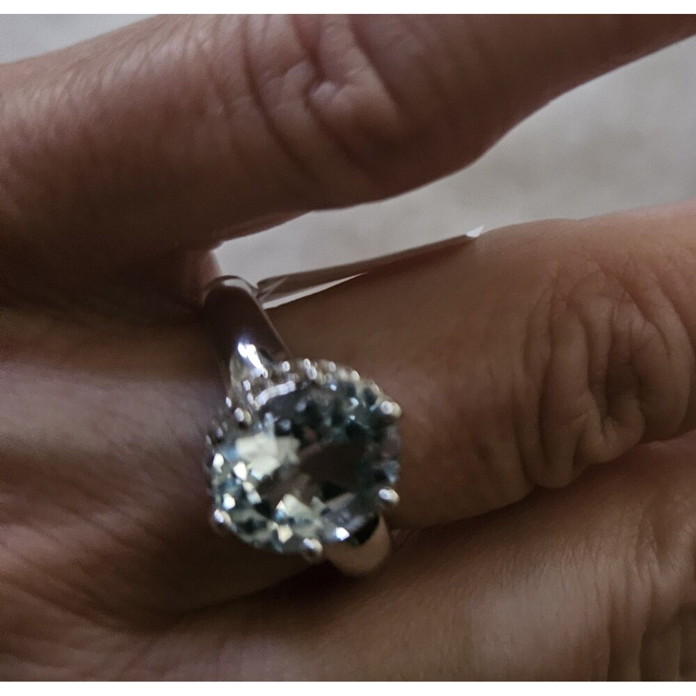 Gorgeous Womens Sterling Silver Blue Topaz White Topaz Size 7 Designer Ring - Picture 7 of 8